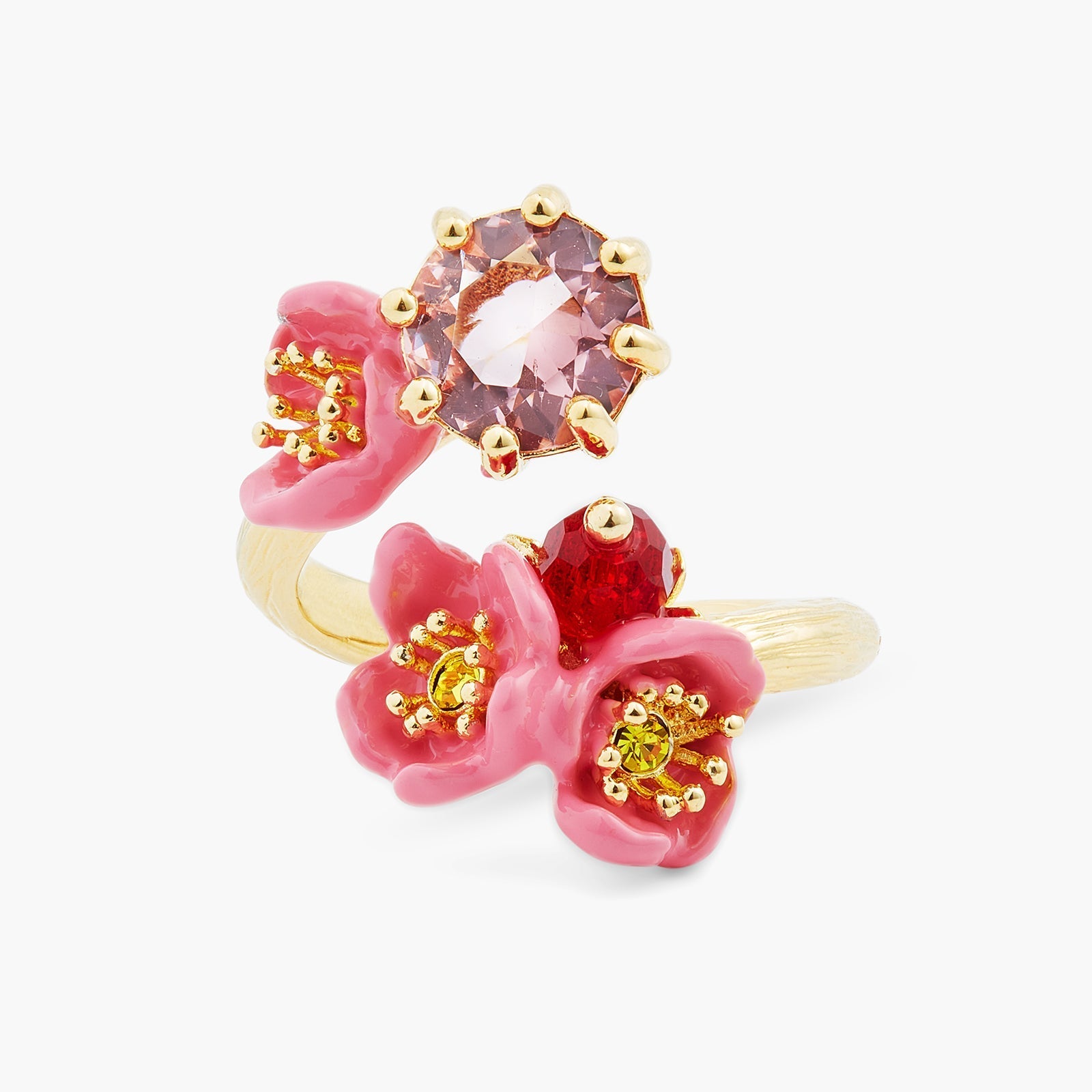 Plum Blossom And Round Stone Adjustable Ring | ASPL6011 - Les Nereides