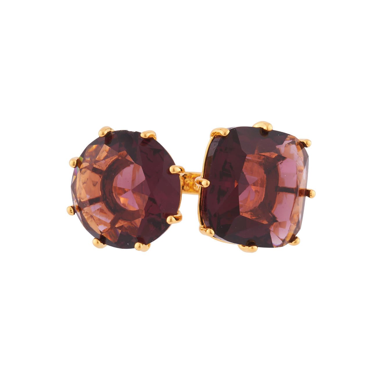 Plum Round And Square Stones La Diamantine You And I Rings | AILD611/11 - Les Nereides