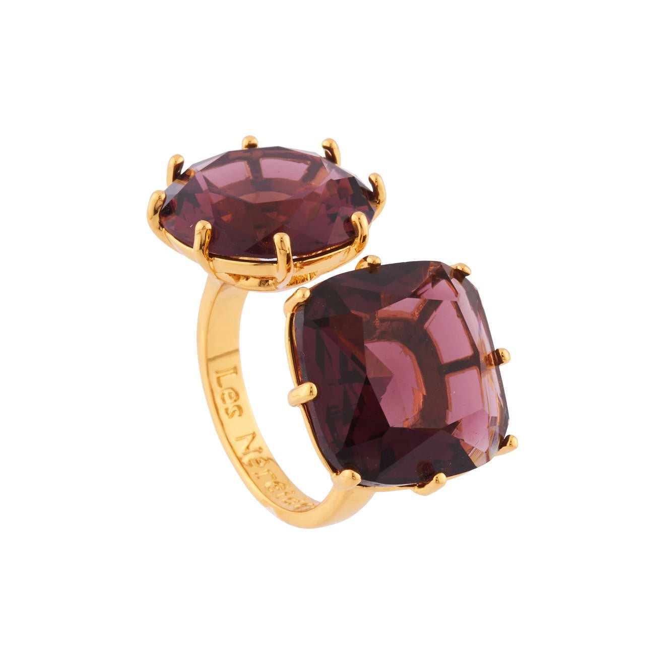 Plum Round And Square Stones La Diamantine You And I Rings | AILD611/11 - Les Nereides