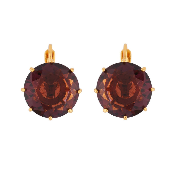 Plum Round Stone La Diamantine Dormeuses Earrings | AILD1401 - Les Nereides