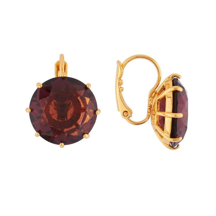 Plum Round Stone La Diamantine Dormeuses Earrings | AILD1401 - Les Nereides