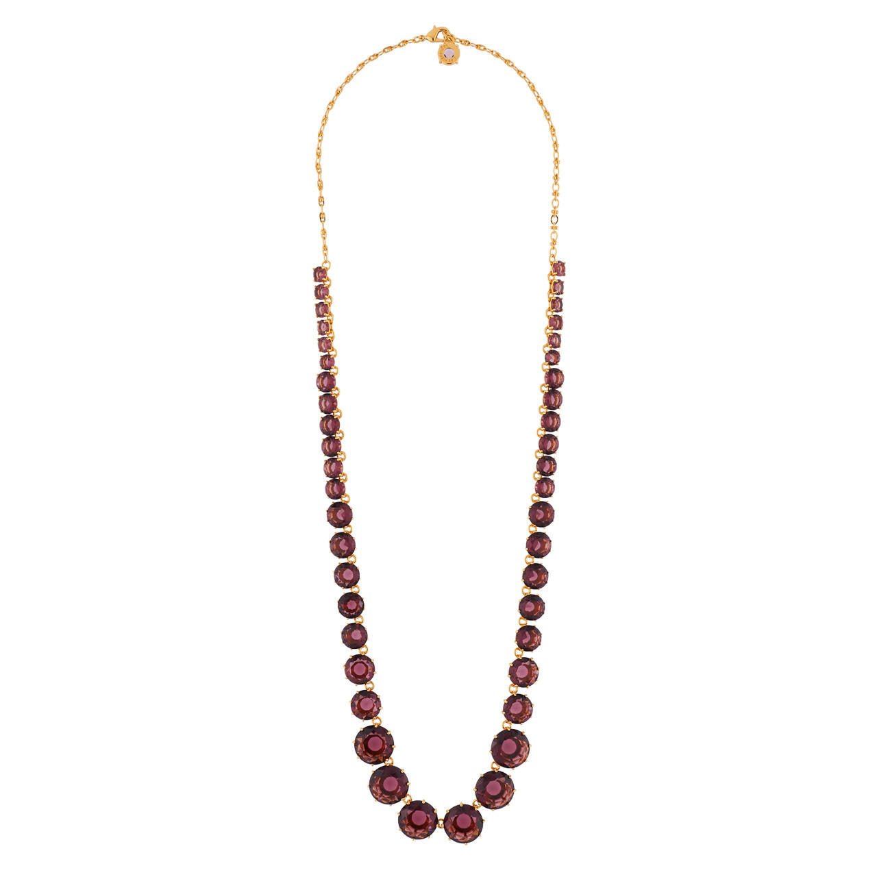 Plum Round Stones And Chain La Diamantine Long Necklace | AILD3511 - Les Nereides