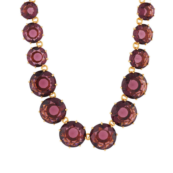 Plum Round Stones And Chain La Diamantine Long Necklace | AILD3511 - Les Nereides