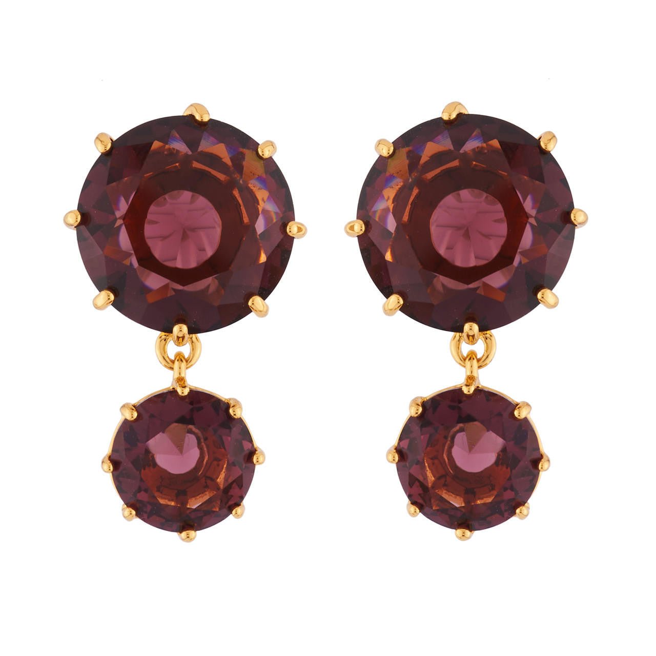 Plum Round Stones La Diamantine Earrings | AILD1371 - Les Nereides