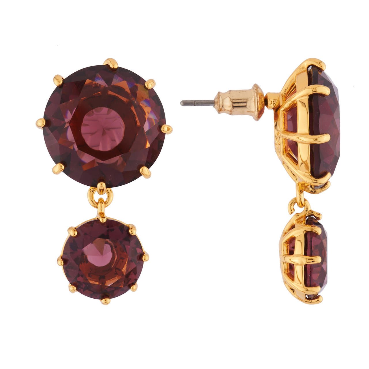 Plum Round Stones La Diamantine Earrings | AILD1371 - Les Nereides
