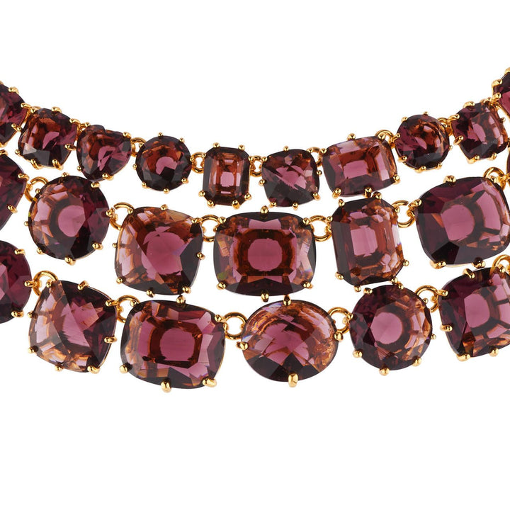Plum Three Row La Diamantine Luxurious Necklace | AILD3171 - Les Nereides