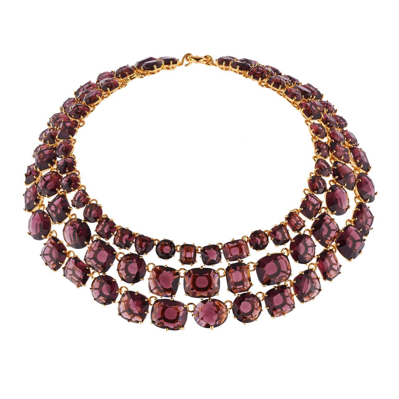 Plum Three Row La Diamantine Luxurious Necklace | AILD3171 - Les Nereides