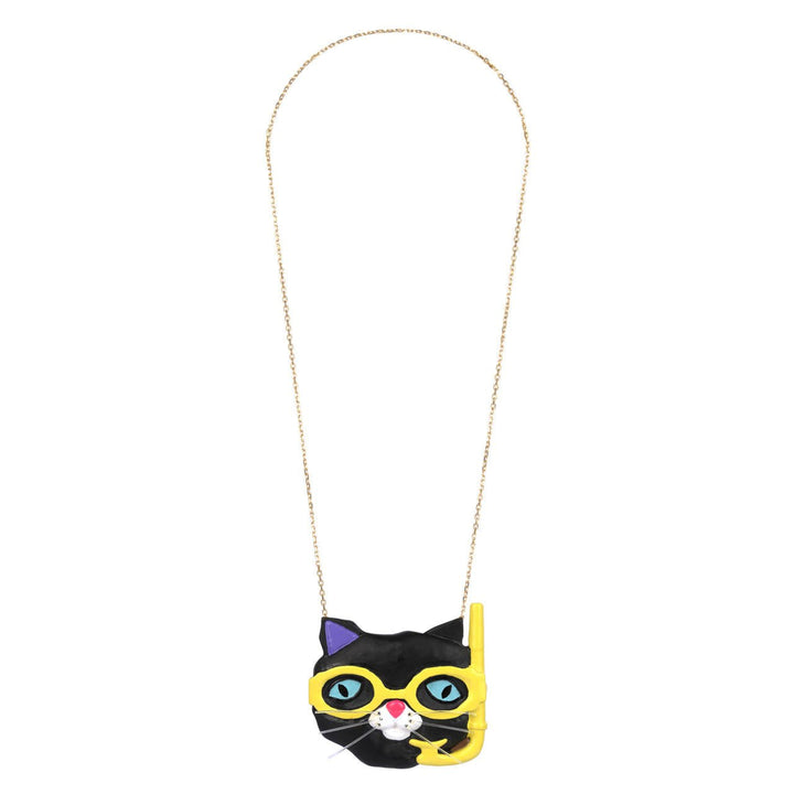 Plus Qu'Un Chat Cat With Mask And Snorkel Necklace | ZCH3031 - Les Nereides