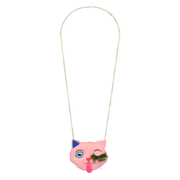 Plus Qu'Un Chat Cat With Tongue Out Necklace | ZCH3041 - Les Nereides