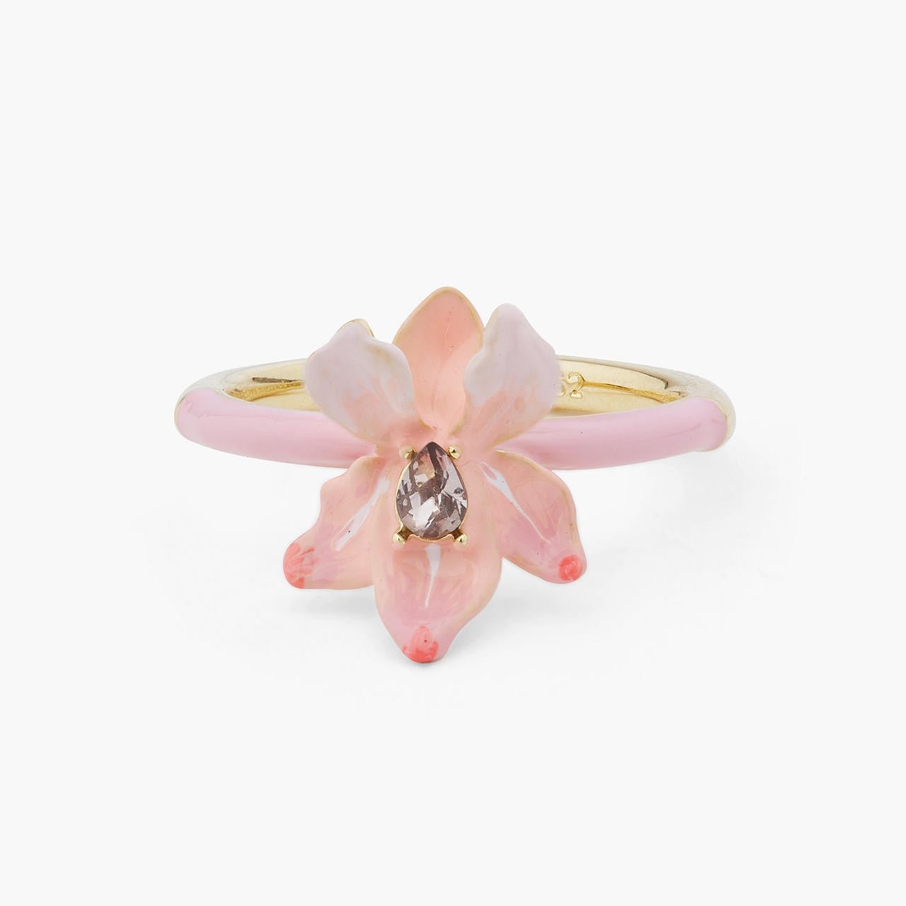 Powder Pink Iris And Crystal Ring | ARMF6041 - Les Nereides