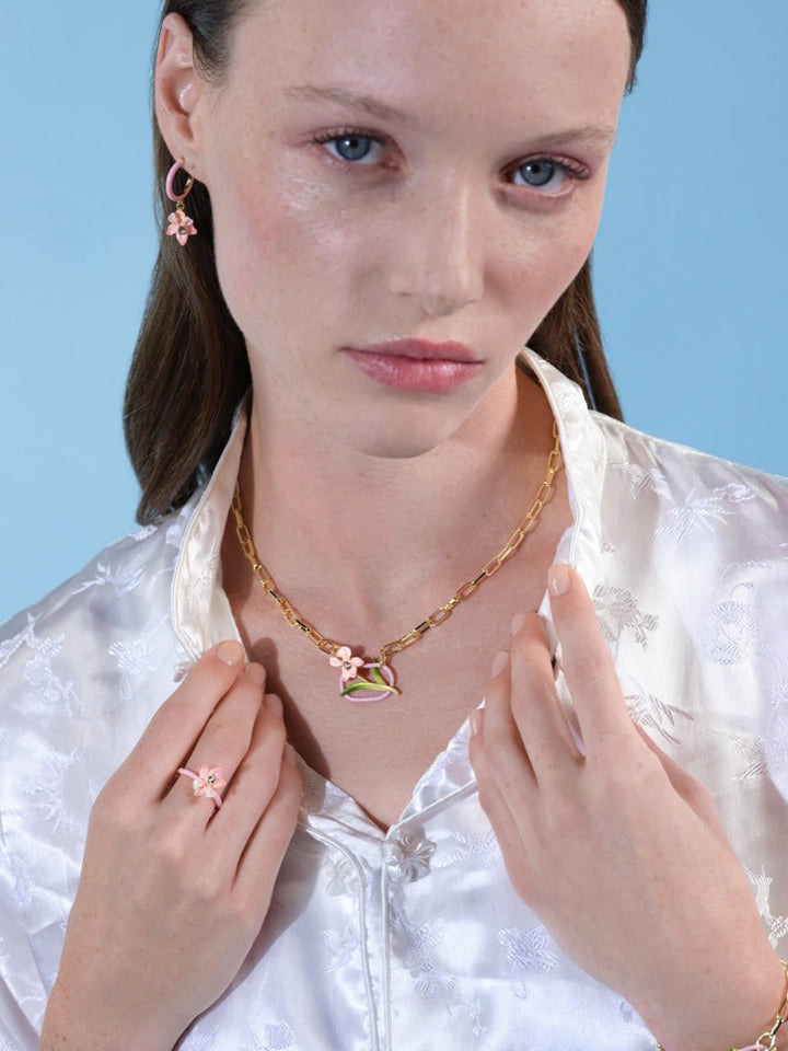 Powder Pink Iris Choker Necklace | ARMF3091 - Les Nereides
