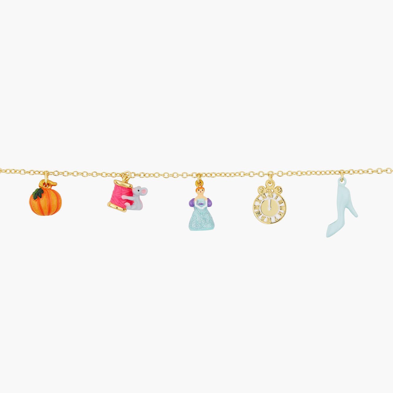 Pumpkin, Spool Of Thread And Mouse, Cinderella, Clock And Slipper Charm Bracelet | AOCE2011 - Les Nereides