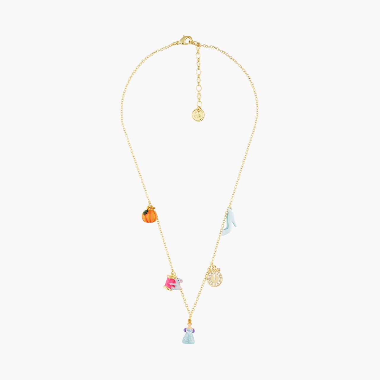 Pumpkin, Spool Of Thread And Mouse, Cinderella, Clock And Slipper Pendant Necklace | AOCE3101 - Les Nereides