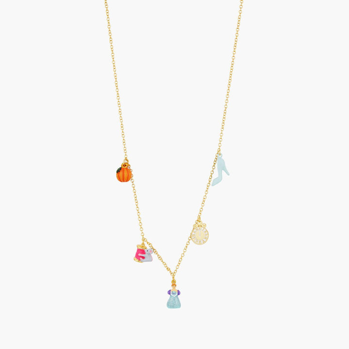Pumpkin, Spool Of Thread And Mouse, Cinderella, Clock And Slipper Pendant Necklace | AOCE3101 - Les Nereides