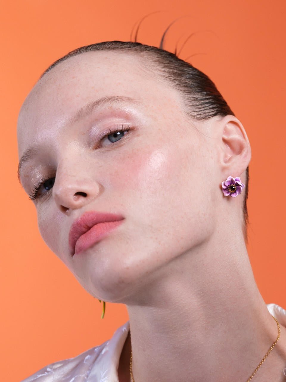 Purple Anemone Asymmetrical Earrings | ARPF1011 - Les Nereides