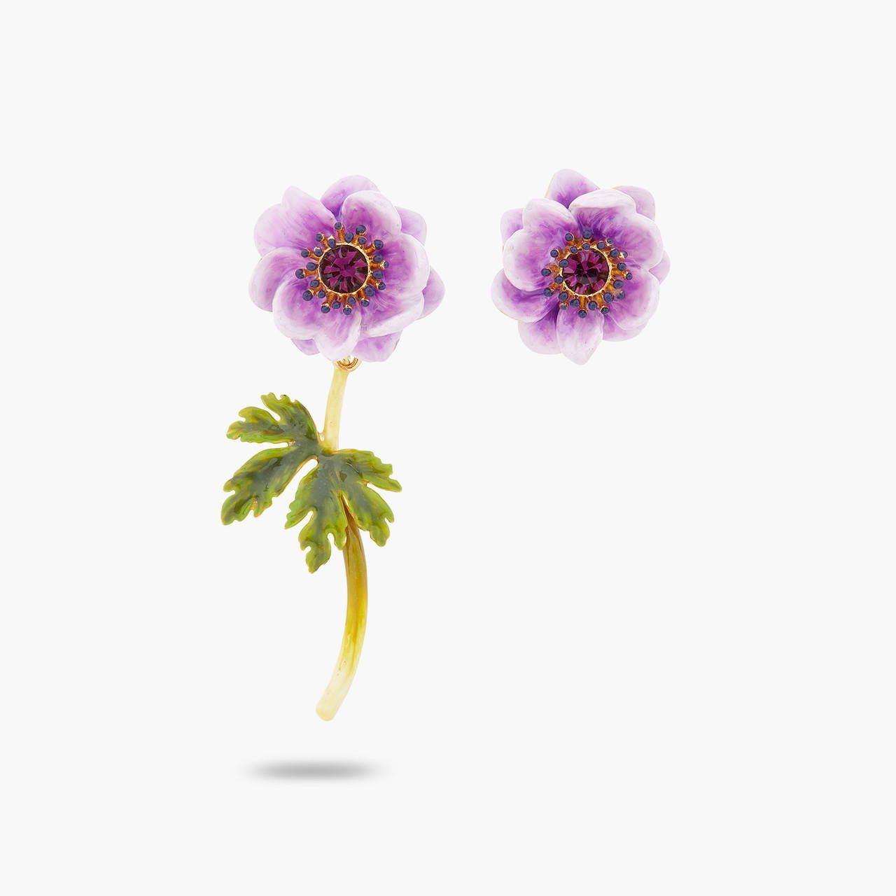 Purple Anemone Asymmetrical Earrings | ARPF1011 - Les Nereides