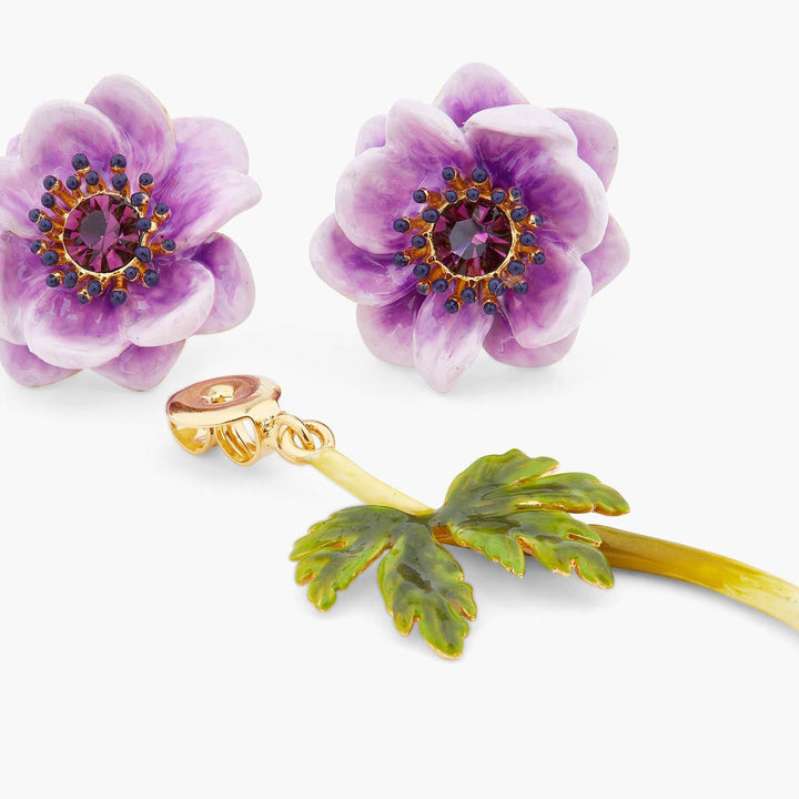 Purple Anemone Asymmetrical Earrings | ARPF1011 - Les Nereides