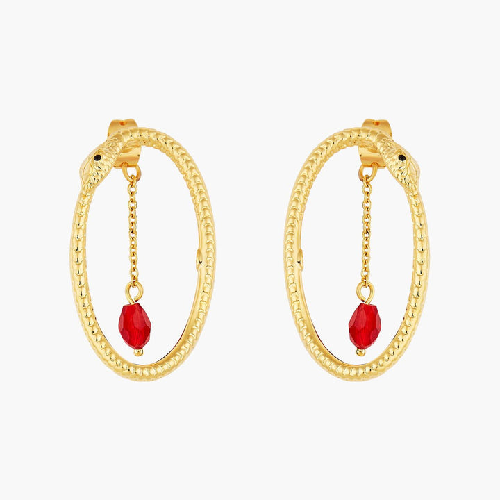 Python And Red Cut Crystal Hoop Earrings | AOLA1071 - Les Nereides