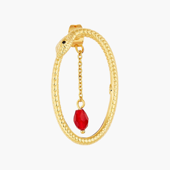 Python And Red Cut Crystal Hoop Earrings | AOLA1071 - Les Nereides