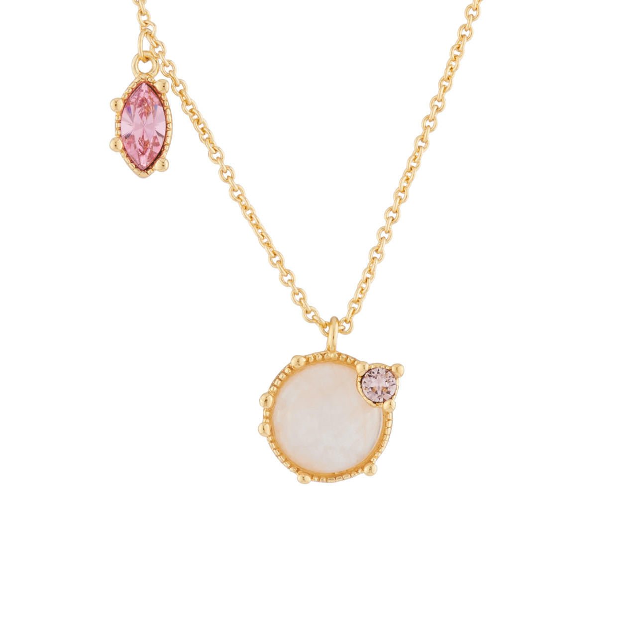 Quartz And Asymmetrical Rhinestones Thin Necklace | AJPF301 - Les Nereides