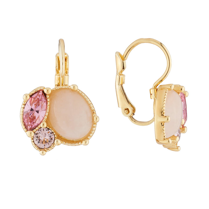 Quartz And Pink Rhinestone Dormeuses Earrings | AJPF101 - Les Nereides