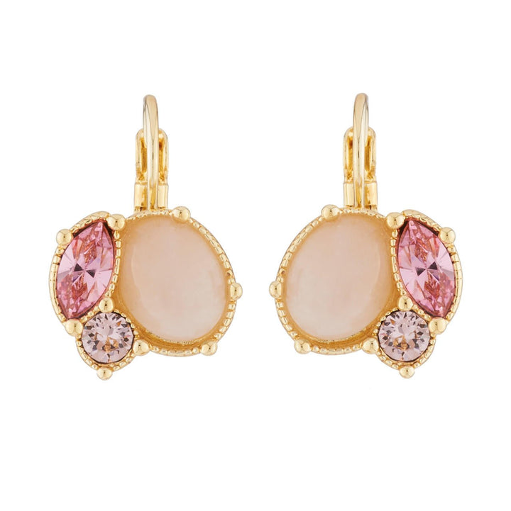 Quartz And Pink Rhinestone Dormeuses Earrings | AJPF101 - Les Nereides