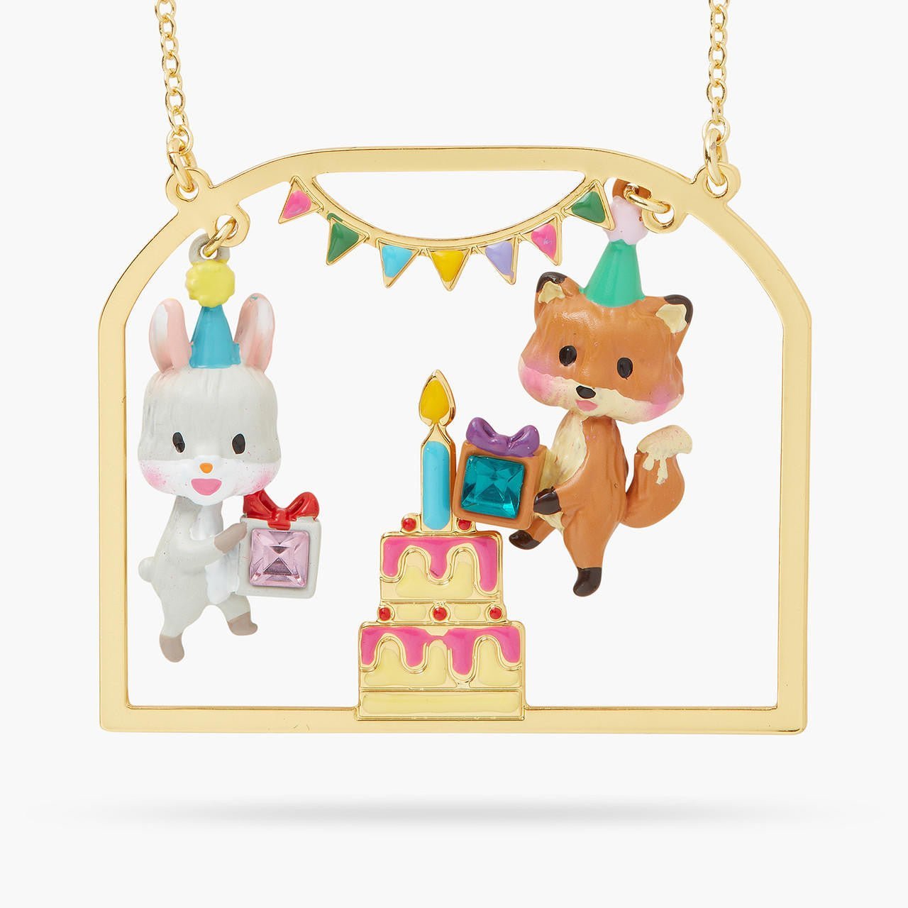 Rabbit and fox pendant necklace | AQPP3081 - Les Nereides