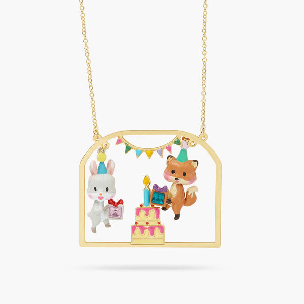 Rabbit and fox pendant necklace | AQPP3081 - Les Nereides