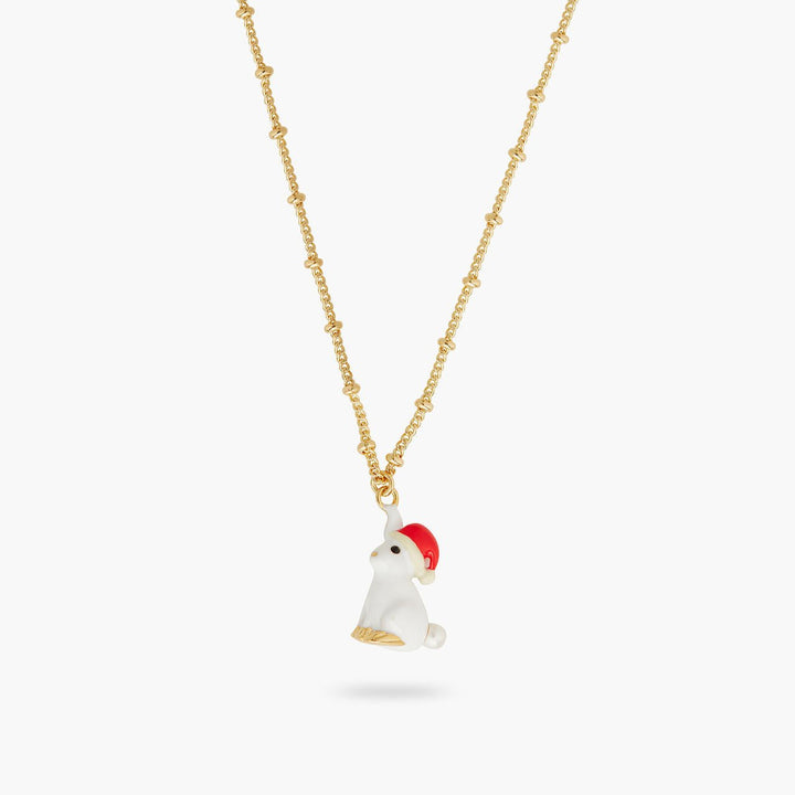 Rabbit and santa hat pendant necklace | AQNE3041 - Les Nereides