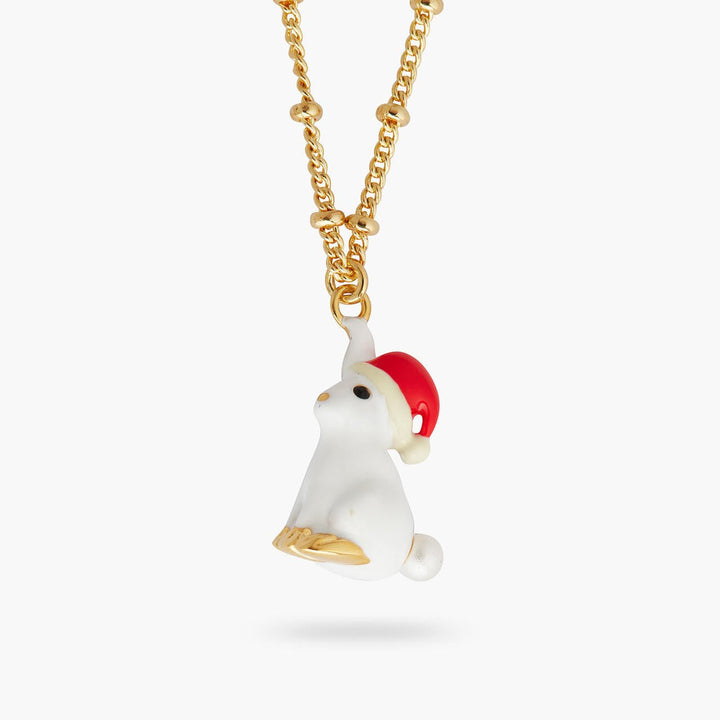 Rabbit and santa hat pendant necklace | AQNE3041 - Les Nereides