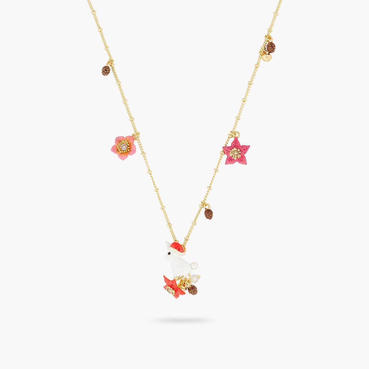Rabbit, christmas star and pine cone pendant necklace | AQNE3031 - Les Nereides