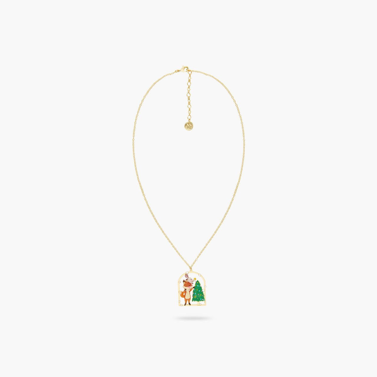 Rabbit, fox and Christmas tree pendant necklace | AQSP3111 - Les Nereides