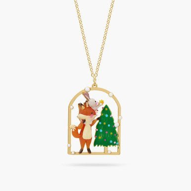 Rabbit, fox and Christmas tree pendant necklace | AQSP3111 - Les Nereides