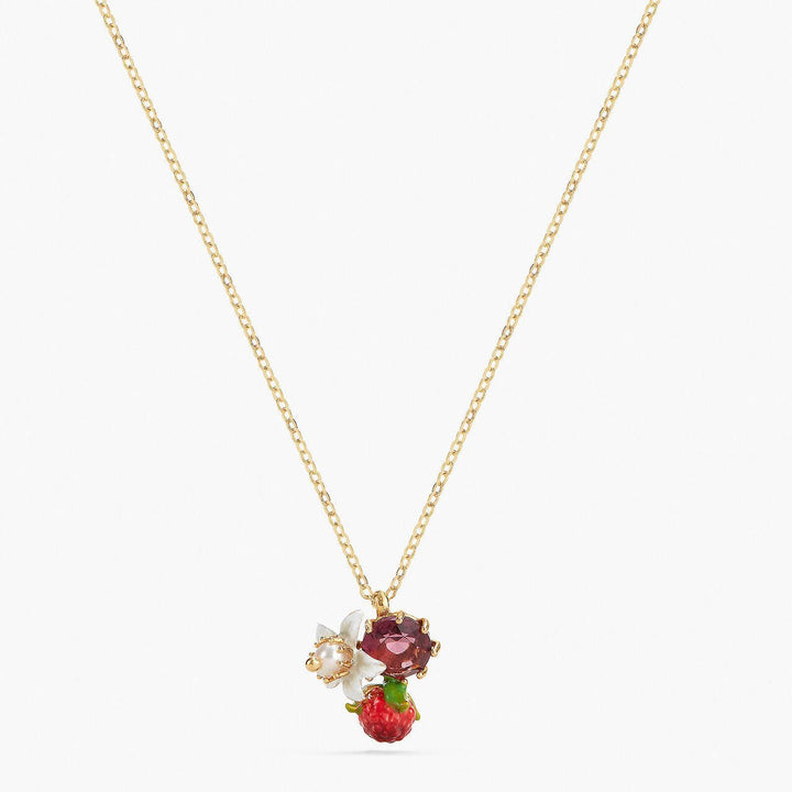 Raspberry And Flower Pendant Necklace | APVE3051 - Les Nereides