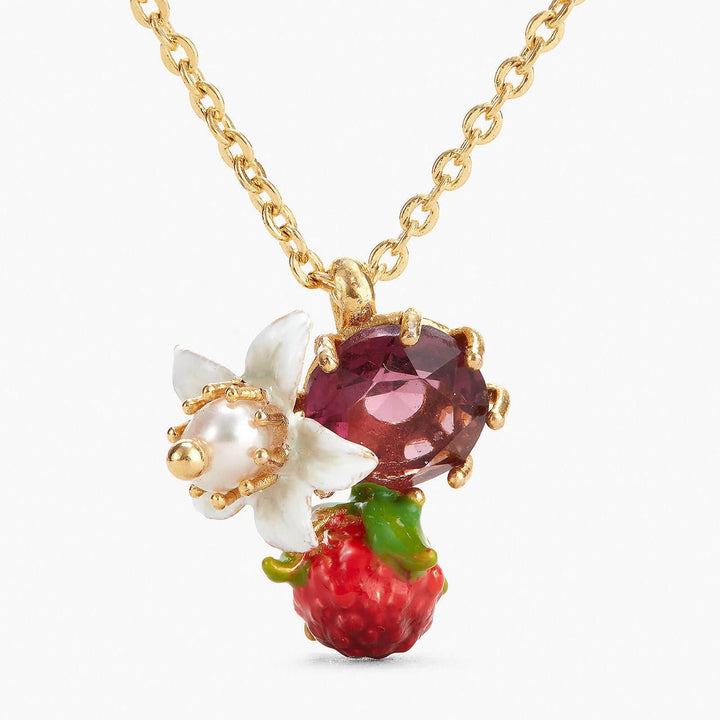 Raspberry And Flower Pendant Necklace | APVE3051 - Les Nereides