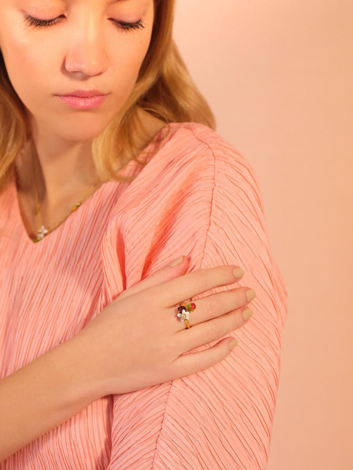 Raspberry And Garnet Stone Adjustable Ring | APVE6021 - Les Nereides