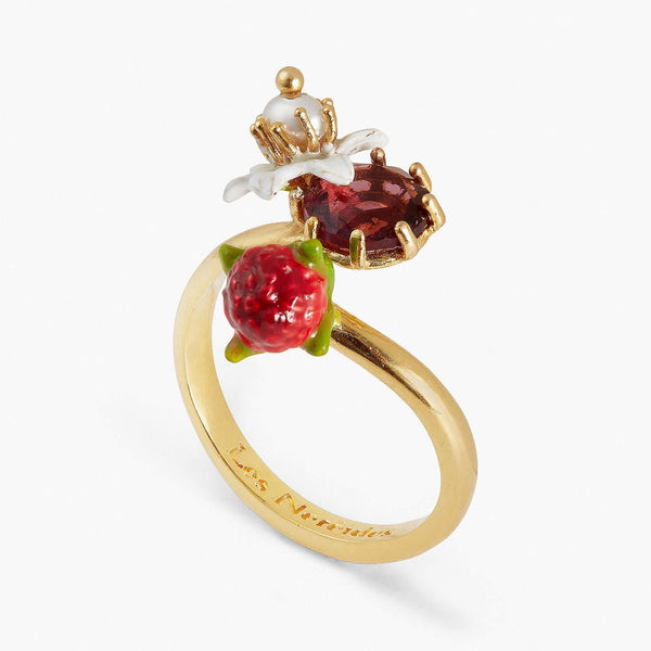 Raspberry And Garnet Stone Adjustable Ring | APVE6021 - Les Nereides