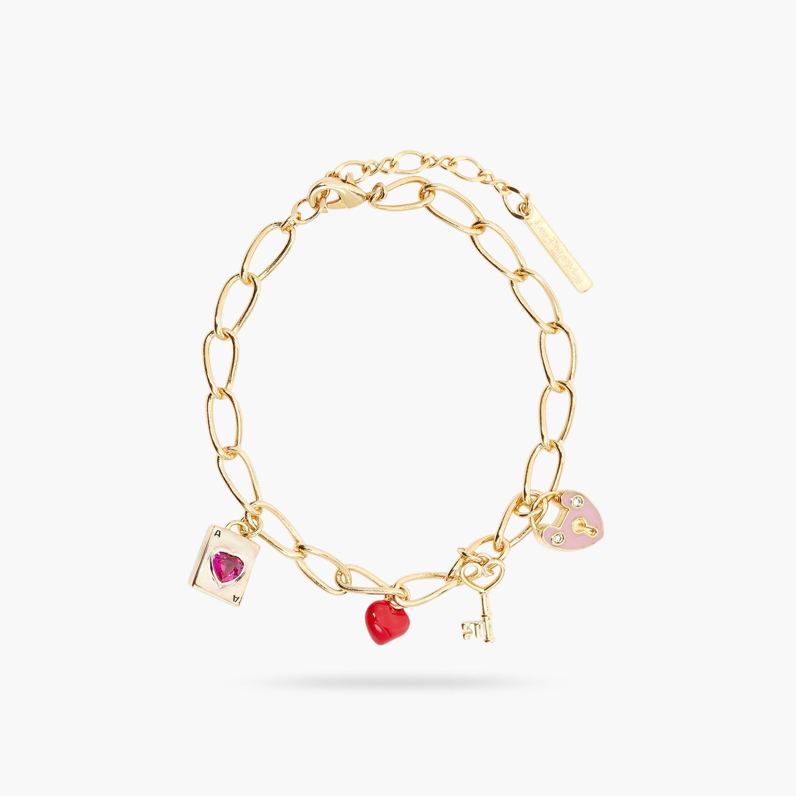 Rectangle Chain And Love Charm Bracelet | ASAM2031 - Les Nereides