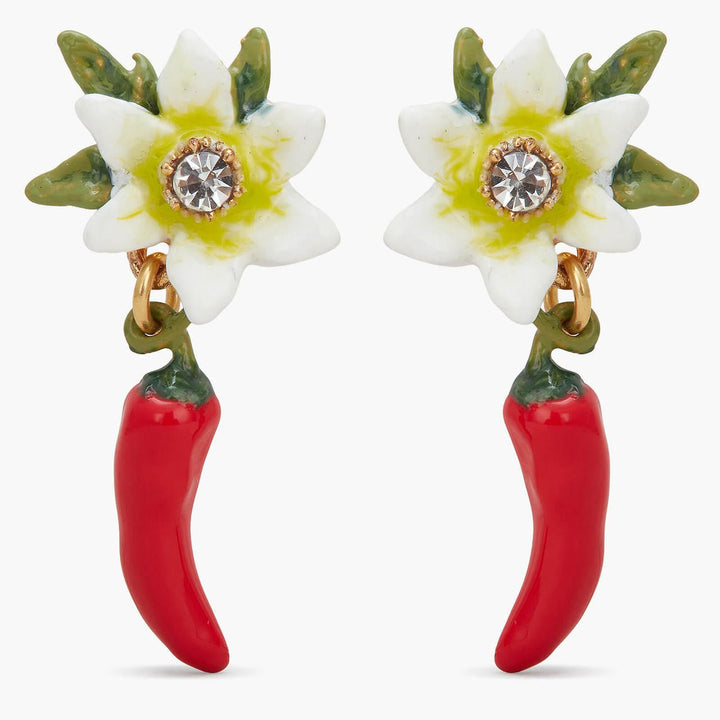 Red Chilli And Flower Earrings | APVE1051 - Les Nereides