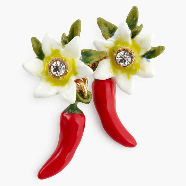 Red Chilli And Flower Earrings | APVE1051 - Les Nereides