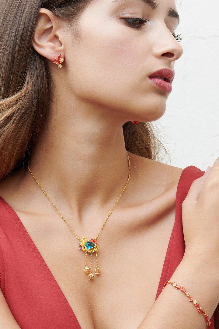 Red Corals And Crystals Earrings | ALPC1081 - Les Nereides