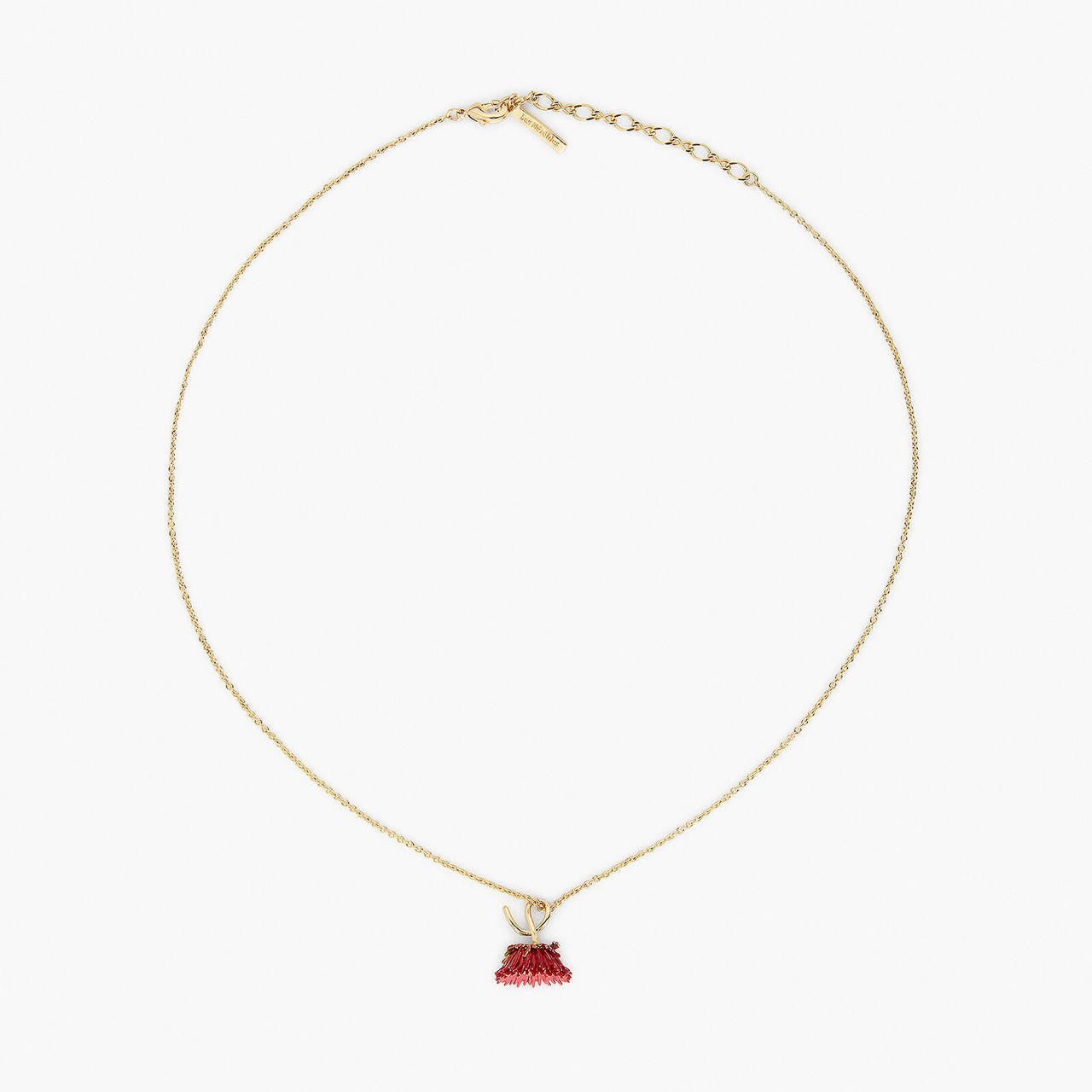 Red Flower And Cut Crystal Pendant Necklace | APCP3101 - Les Nereides