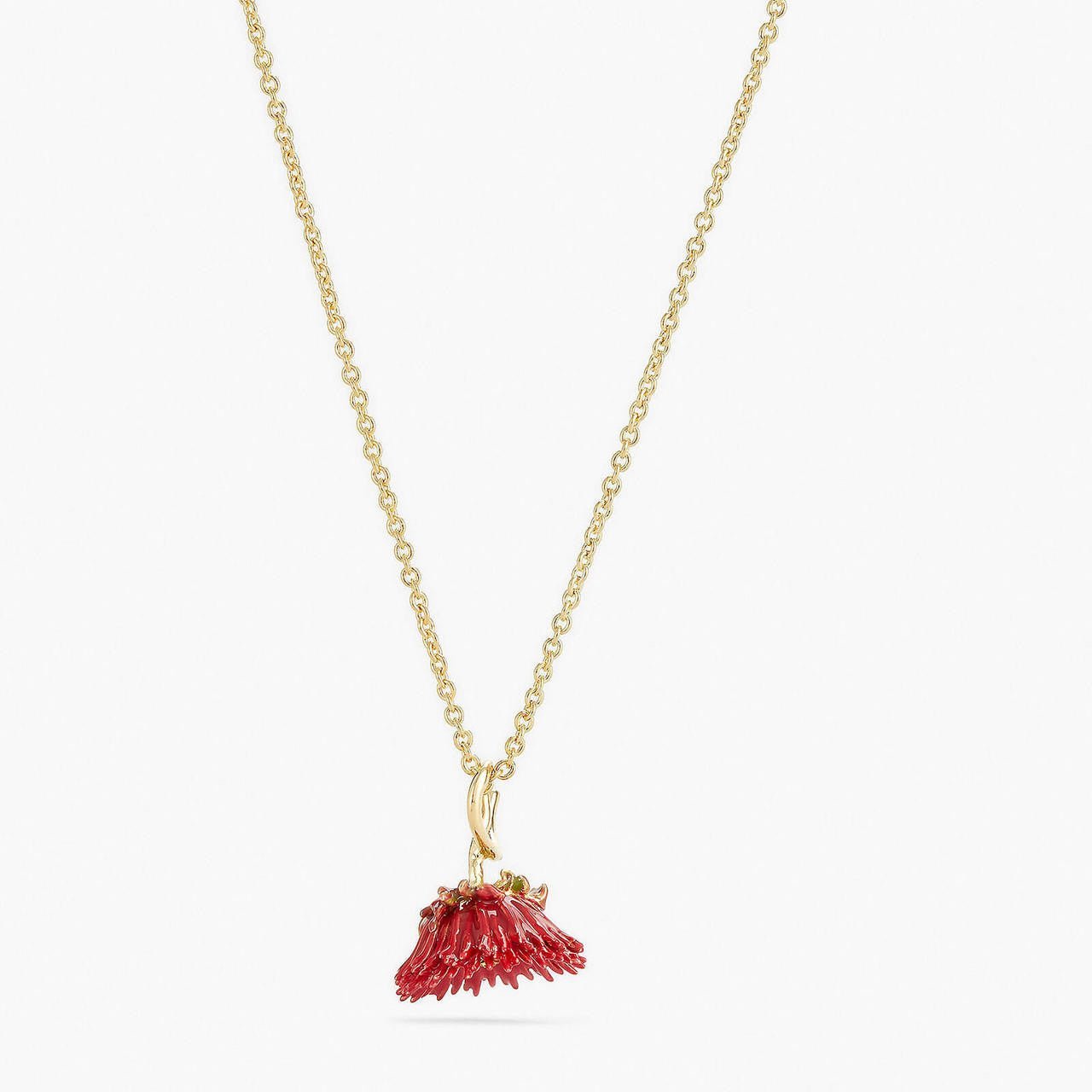 Red Flower And Cut Crystal Pendant Necklace | APCP3101 - Les Nereides