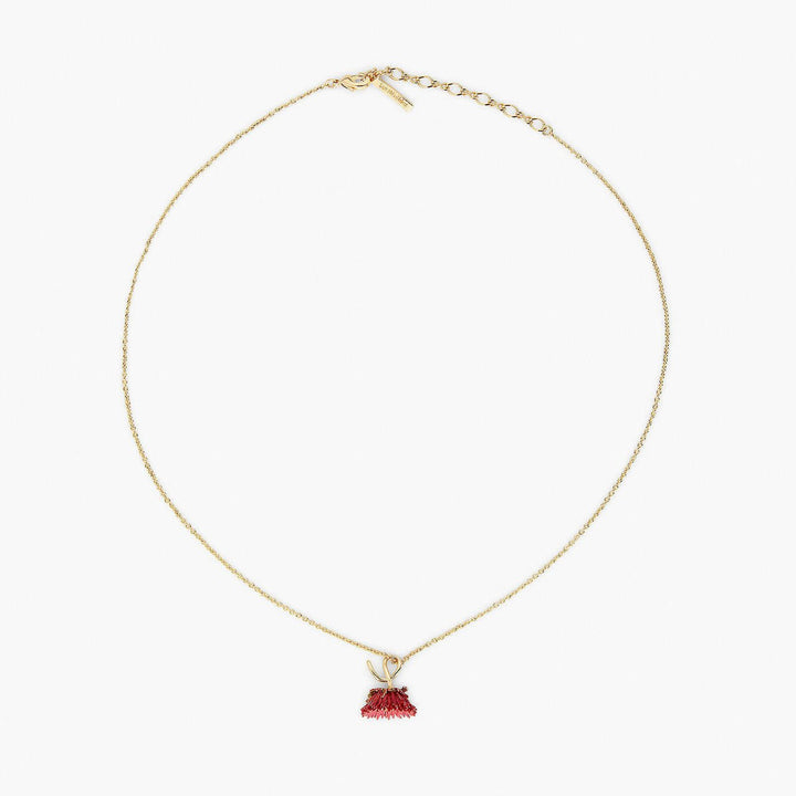 Red Flower And Cut Crystal Pendant Necklace | APCP3101 - Les Nereides