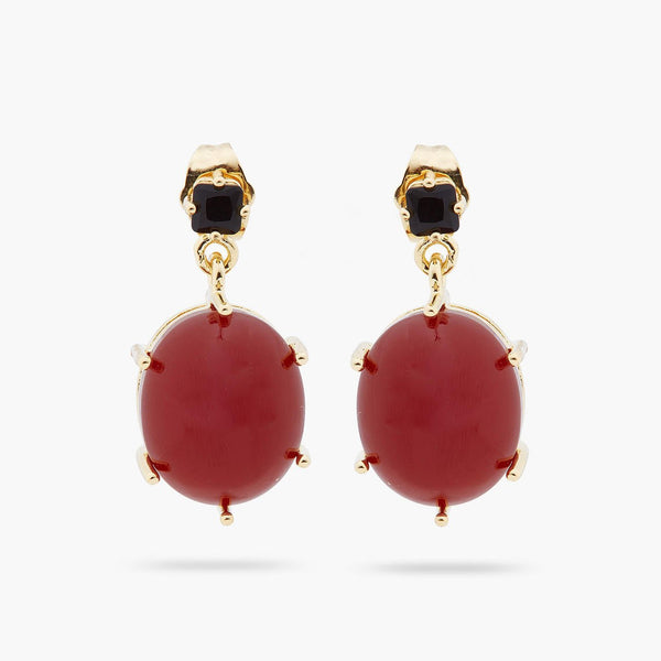 Red Oval Stone Earrings | ARCL1021 - Les Nereides
