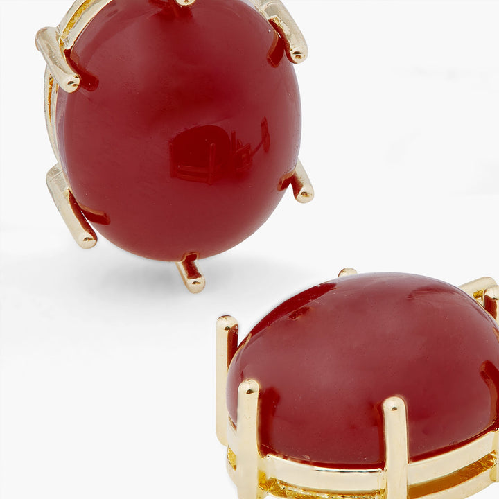 Red Oval Stone Earrings | ARCL1021 - Les Nereides