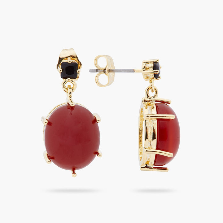 Red Oval Stone Earrings | ARCL1021 - Les Nereides