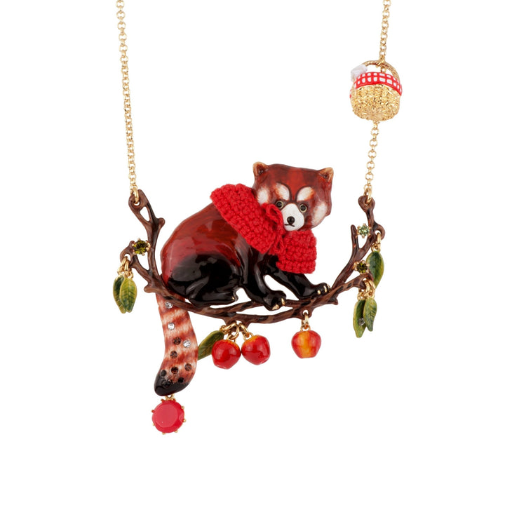 Red Panda With Faceted Crystal Necklace | AEGJ3011 - Les Nereides