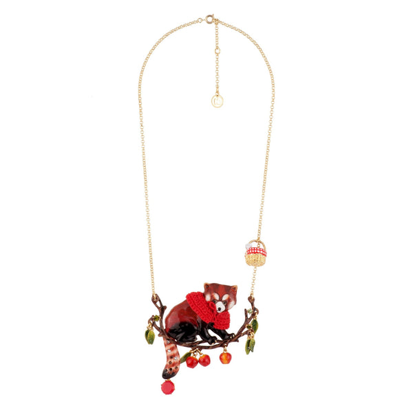 Red Panda With Faceted Crystal Necklace | AEGJ3011 - Les Nereides