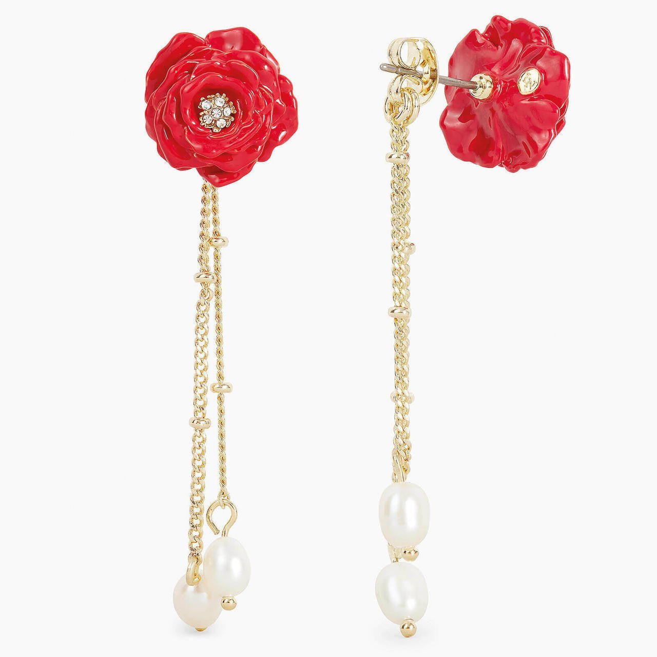 Red Rose Post Earrings | AOLF1021 - Les Nereides